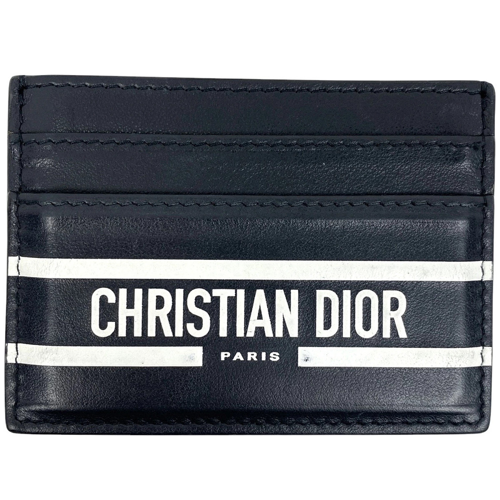 Christian Dior Card Case Wallet Vibe Pass Business Leather Black